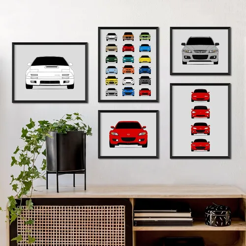 Vista 5 de Custom Car Posters Handmade Poster compatible with Mazda Miata NB (1998-2005) (Front Rear Side) Print Wall Art Décor - 8x10 Metallic Print (Unframed)
