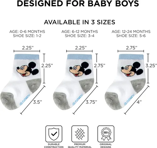 Vista 5 de Disney 10-Pack Mickey Mouse Baby Boy Infant Sock Multicolor - 0-24 Months