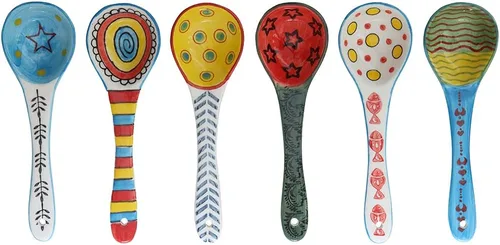Vista 10 de Juego de 6 cucharas de café de cerámica, cucharaditas multiusos para expreso, té, postre, varios colores brillantes, sin plomo, aptas
