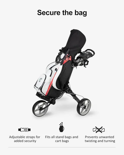 Vista 6 de Caddytek CaddyLite Compact - Carrito de golf plegable de aluminio ligero de 3 ruedas con sistema de plegado cuádruple, ruedas EVA, mango ajustable