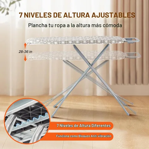 Vista 6 de VEVOR Tabla de Planchar con Superficie de Planchar Grande de 51 x 13 Pulgadas, Tabla de Planchar con 4 Capas Gruesas con Cubierta Resistente al