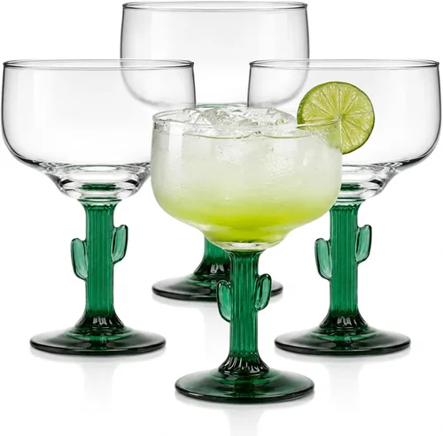 Vista 7 de Libbey Blue Ribbon - Juego de 6 vasos de Margarita sin tallo, de inspiración artesanal, elegantes vasos de margarita, cristalería mexicana ligera