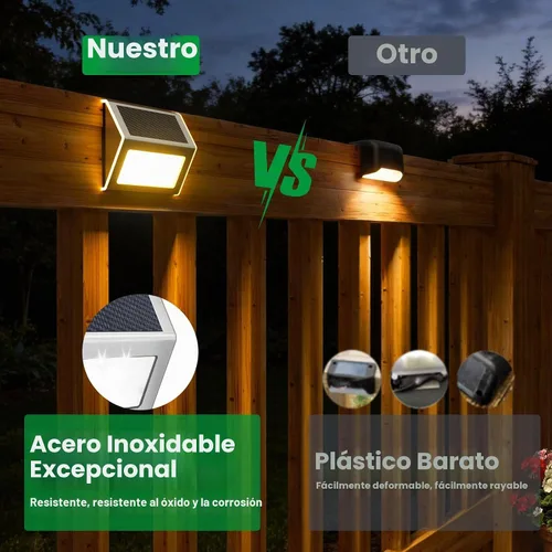 Vista 4 de JSOT - Luces solares de exteriores para terraza, impermeable, funciona con energía solar, luz led inalámbrica para pasarela, patio, escaleras Blanco