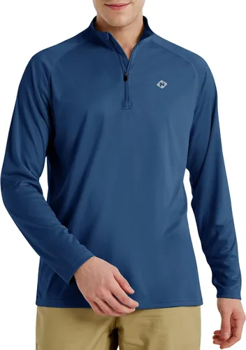 Vista 20 de NAVISKIN Camisas de protección solar UPF 50+ para hombre, de manga larga, de secado rápido, ligeras Negro