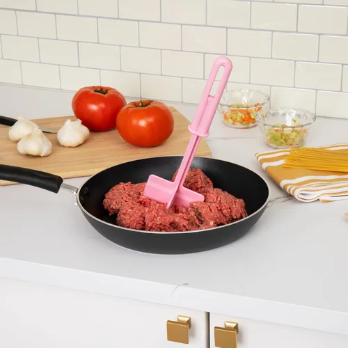 Vista 2 de Mind Reader Espátula picadora de carne, herramienta de cocina resistente al calor para mezclar, cortar, machacar, picar carne molida, aguacate