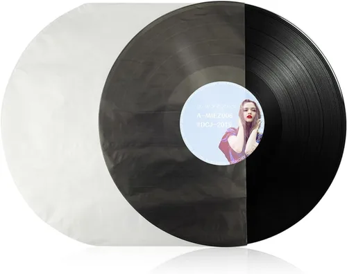 Vista 10 de 45 fundas para disco, 100 unidades EP de 7 pulgadas, fundas interiores de disco de vinilo antiestáticas, fundas protectoras redondas