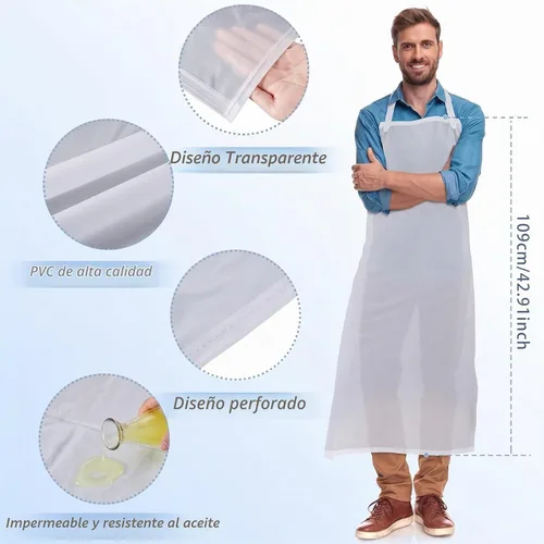 Vista 2 de Hercicy 20 delantales de plástico resistente para adultos, vinilo transparente de 43 pulgadas One Size Fits Most Adults,Durable PVC