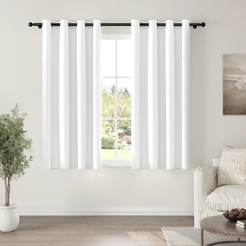 Vista 94 de ChrisDowa Cortinas 100% Opacas de Abedul Sólido de 45 Pulgadas de Largo, 2 Paneles para Dormitorio y Sala de Estar, Estilo Granja Oscurecedoras