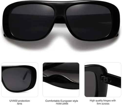 Vista 4 de SOJOS Gafas de sol polarizadas cuadradas retro de gran tamaño para mujeres y hombres, gafas de sol grandes, gafas de sol de diseño llamativo SJ2243