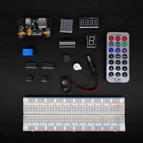 Vista 6 de Kit completo de iniciación de proyectos electrónicos STEM para Arduino con Mega2560, LCD1602, servo, motor paso a paso, sensores, tabla de pan
