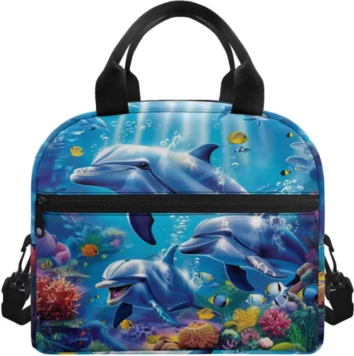 Vista 19 de Showudesigns Bolsas de almuerzo de flores de mariposa para mujer, lonchera aislada, bolsa de almuerzo reutilizable con correa ajustable