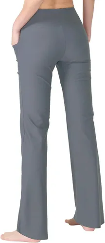 Vista 5 de Keolorn Pantalones de yoga para mujer con corte de bota y bolsillos, cintura alta, pantalones de entrenamiento para yoga