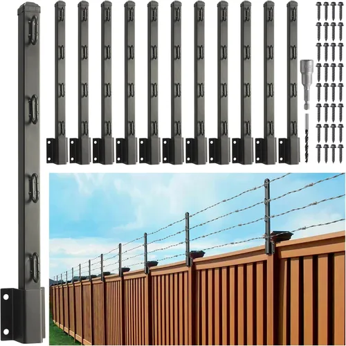 Vista 16 de Extensor de poste de valla, extensión de 23.5" de alambre de púas para vallas exteriores para aumentar la altura, proteger la privacidad y evitar