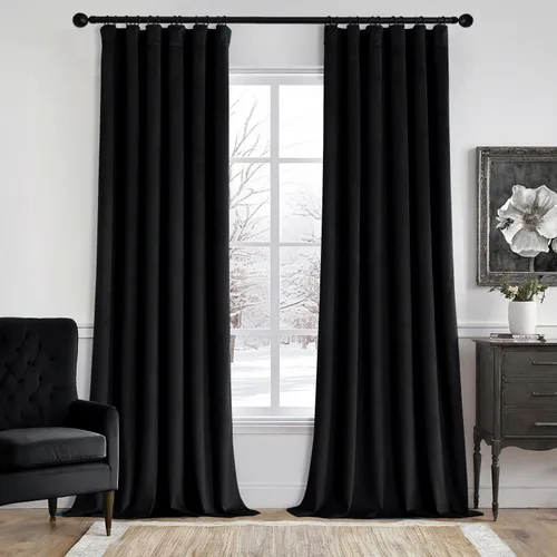 Vista 24 de MIULEE Cortinas de terciopelo de 84 pulgadas de largo, juego de 2 paneles para dormitorio, con pestaña trasera plisada, de lujo, aislamiento