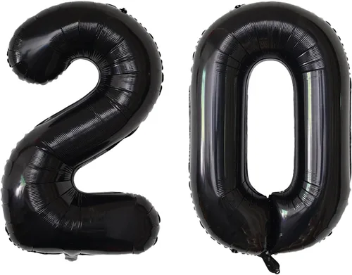 Vista 104 de Globos gigantes de números negros de 40 pulgadas, globos de aluminio de Mylar con helio para cumpleaños, globo número 0 para decoración de fiestas