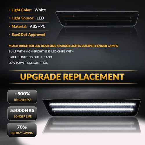 Vista 3 de Luces LED de Marcador Lateral Traseras Blancas Reflectores de Lámpara de Parachoques para Dodge Challenger 2008-14 y Charger 2011-14, 2 Piezas