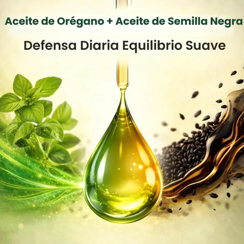 Vista 5 de Aceite de orégano con aceite de semilla negra, gotas de aceite de orégano 4 en 1 con aceite de cúrcuma y vitamina E, 80% Carvacrol, inmune