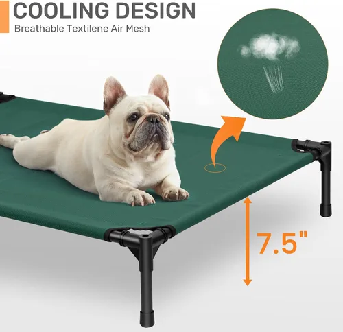 Vista 3 de Heeyoo Cama elevada para perros con toldo, cuna portátil para perros con tienda de campaña de sombra extraíble, cuna elevada para mascotas al aire