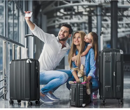 Vista 8 de SunnyTour Juego de equipaje expandible con ruedas giratorias dobles, juego de maleta dura de 3 piezas para viajes de familiares y amigos, Negro