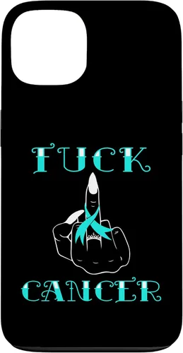 Vista 7 de Fuck Cancer Tattoos Survivor Teal Ribbon Ovarian Cancer Case for iPhone 16