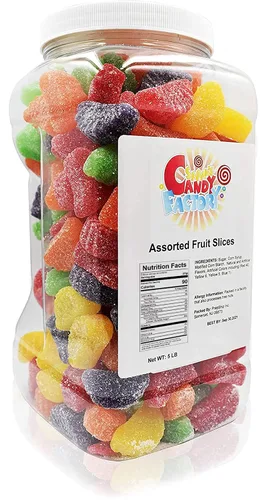 Vista 2 de Sarah's Candy Factory Rebanada de fruta surtida (5 libras en tarro)
