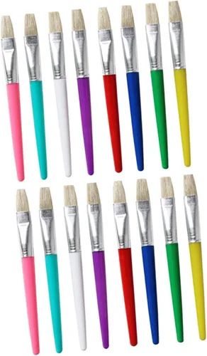 Vista 9 de EXCEART 16 unids para pintura suministros de arte de nylon pintura pincel pintura suministros de arte pintura plana pincel pintura pinceles