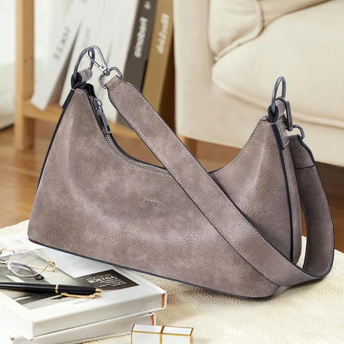 Vista 8 de Caitina Bolso bandolera para mujer, bolsos pequeños de piel vegana, con 3 correas ajustables