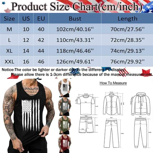 Vista 5 de Camisetas sin mangas para hombre, 4 de julio, Día de la Independencia, bandera de Estados Unidos, camisetas sin mangas, para gimnasio, fitness