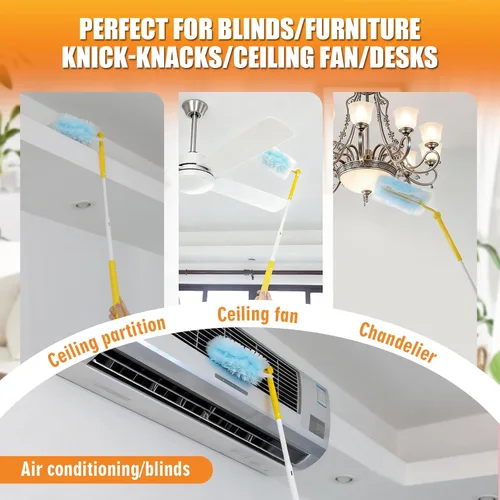 Vista 8 de 80 repuestos de plumero con 1 mango corto y mango extensible de 3 pies, compatible con Swiffer Duster, plumeros de limpieza de microfibra