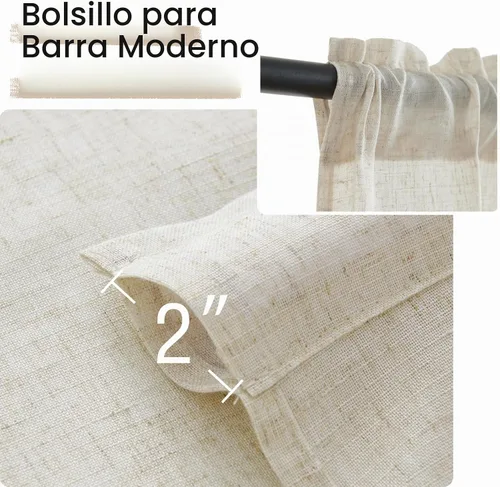 Vista 8 de Jinchan - Cortinas de cocina de lino rústico beige con bolsillo para barra, 26 x 36 pulgadas, 2 paneles