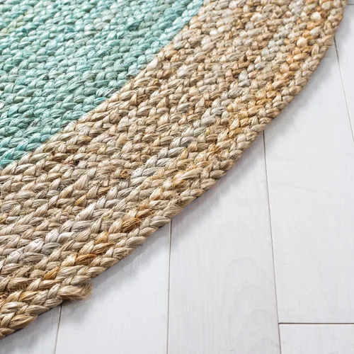 Vista 3 de SAFAVIEH Natural Fiber Collection - Alfombra ovalada, 2 pies 6 pulgadas x 4 pies, ovalada, azul aguamarina y marrón natural, yute hecho a mano