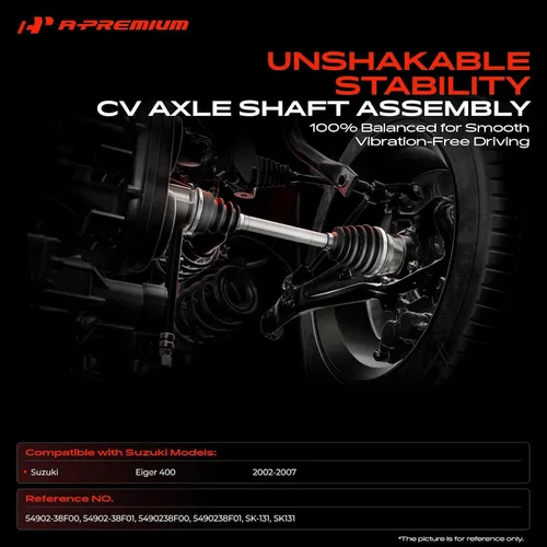 Vista 2 de A-Premium Conjunto de eje de eje CV compatible con Suzuki Eiger 400 4x4 2002-2007, lado del conductor delantero izquierdo, repuesto # 54902-38F00