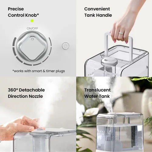 Vista 7 de Humidificadores para dormitorio, habitación grande, humidificador de niebla fría de 6.5 L, tiempo de funcionamiento de 45 horas, humidificador