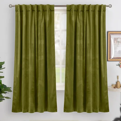 Vista 46 de BGment Cortinas de terciopelo rosa polvoriento, 2 paneles de 84 pulgadas, 2 paneles para sala de estar, aislamiento térmico de lujo, reducen