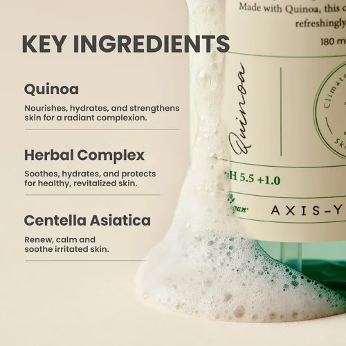 Vista 3 de AXIS-Y Quinoa One Step Balanced Gel Cleanser – Gel limpiador facial hidratante profundo – Gel limpiador facial vegano coreano para el cuidado
