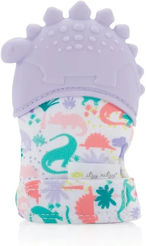 Vista 11 de Itzy Ritzy Manopla de dentición de silicona, manopla calmante para dentición infantil con correa ajustable, sonido arrugado y silicona texturizada