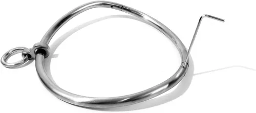 Vista 2 de Cuffstore Gargantilla de cuello curvado de acero inoxidable satinado con anillo de 14 pulgadas con cierre, acero inoxidable satinado