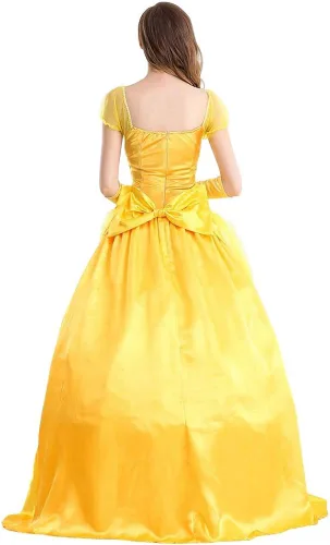 Vista 6 de IBTOM CASTLE Disfraz de princesa para mujer vestido largo de fiesta con guantes