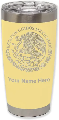 Vista 13 de LaserGram - Vaso personalizado de 20 onzas, bandera de México (negro)