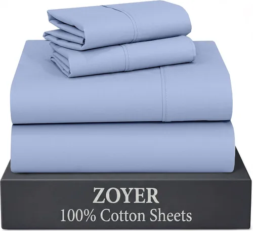 Vista 31 de ZOYER Sábanas de 100 % algodón percal tamaño individual, refrescantes y transpirables, duraderas, con una sensación nítida, suave y cómoda, bolsillo