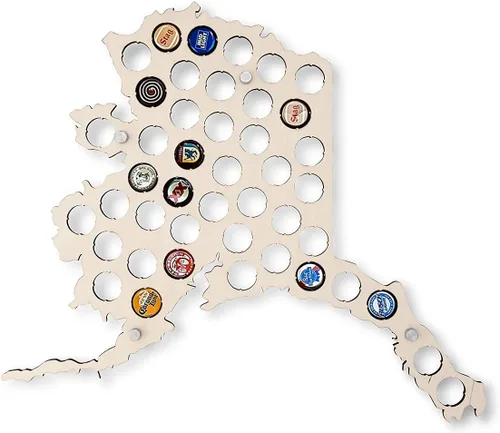 Vista 8 de Torched Tapa de cerveza Mapa Alabama, Estados Unidos tapa de cerveza titular decoración de pared, regalo para amantes de la cerveza para hombres