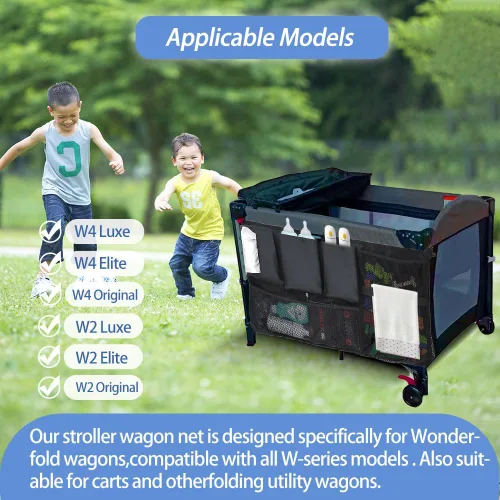 Vista 3 de Red de carga para cochecito, organizador de accesorios Abnaok Wagon compatible con modelos WONDERFOLD Serie W, bolsa de almacenamiento de malla