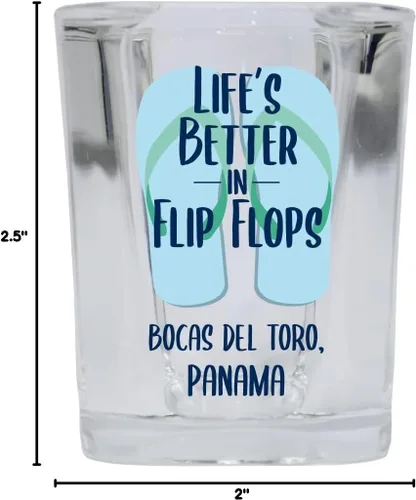 Vista 3 de Bocas Del Toro Panama Beach Souvenir - Vaso de chupito de base cuadrada de 2 onzas