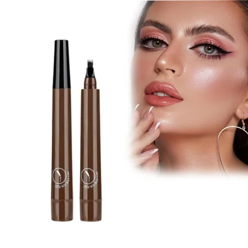 Vista 11 de Lápiz de microblading para cejas, 2024 NUEVO Lápiz de tatuaje mágico para cejas 4 puntas de horquilla, crea cejas naturales tipo cabello, lápiz