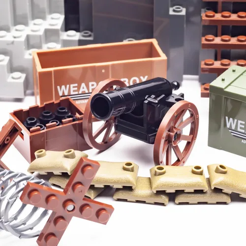 Vista 3 de Medieval Warfare Cannon 2, paquete de armas militares, figuras de soldados de juguete, minifigura de juguete compatible con las principales marcas