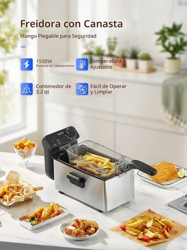 Vista 4 de Reemix Freidora eléctrica 3L 1500W, fabricante de pollo frito de encimera