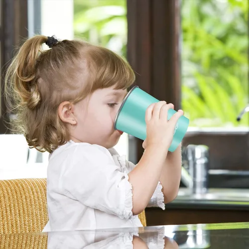 Vista 2 de HAUSHOF Taza de pinta, tazas de acero inoxidable de 14 onzas, tazas de metal apilables, tazas de pinta de cerveza apilables para el hogar, fiesta