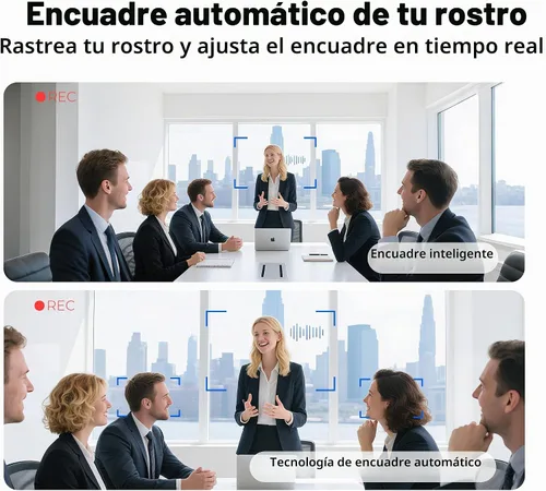 Vista 6 de Horion Cámara de conferencia 4K con micrófono, cámara de encuadre automático para PC, zoom EPTZ 10X, Plug & Play USB 3.0, video con doble micrófono