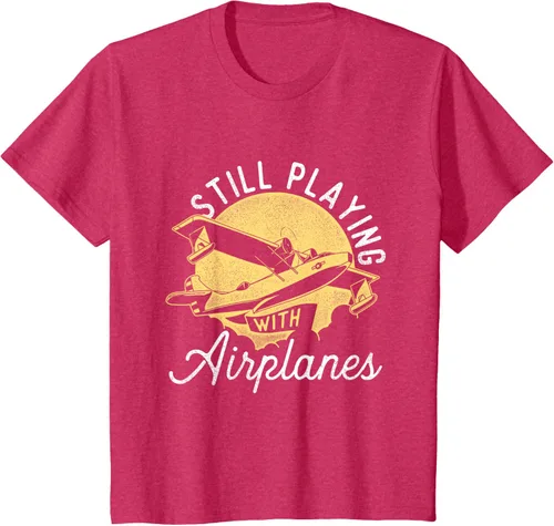 Vista 72 de Still Playing With Airplanes - Camiseta de control remoto RC Avión Piloto, Negro