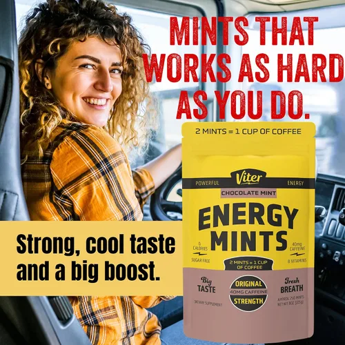 Vista 9 de Viter Energy Mentas de cafeína de 40 mg, sin azúcar, vitaminas B, veganas, aumenta el enfoque de alerta energizado rápido, píldoras de suplemento